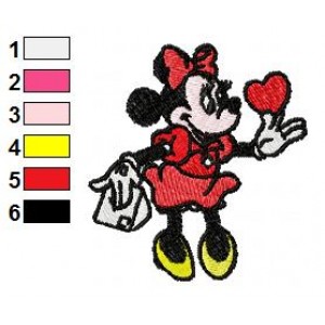 Minnie Mouse Holding Heart Embroidery Design